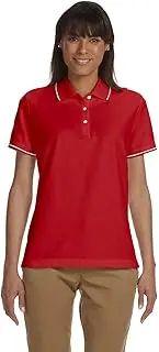 [D and Jones] Women's DEJN-D113W-Pima Piqué Short-Sleeve Tipped Polo