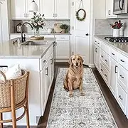 RUUGME 3x8 Runner Rug Washable - Hallway Runner Rugs Non Slip Stain Resistant Rug for Kitchen Living Room Bedroom Dining Room Vintage Distressed Carpet Low Pile Home Decor Floor Mat 3x8 Brown