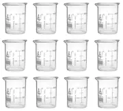 12PK Beakers 20ml - ASTM - Low Form - Borosilicate Glass - Eisco Labs