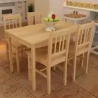 5 Piece Solid Wooden Dining Dinner Breakfast Table and Seat Chairs Set - Natural