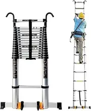 Telescopic Ladder Telescopic Ladders Multi-Purpose Extendable Ladder Telescopic Ladder 8m/ 7m/ 6m/ 5m/ 4m Tall Telescoping Ladder with Hook & Stabilizer, Aluminum Telescopic Extension Ladder