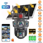 Wireless Security Camera Dual Lens Solar Battery Outdoor CCTV Alarm Night PIR