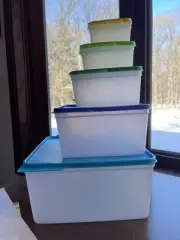 Tupperware Keep Tabs Square Stacking Containers Set of 5~New