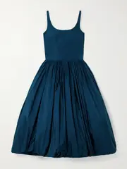[MOLLY GODDARD] MOLLY GODDARD - Lettice Gathered Taffeta Midi Dress - Blue - UK 6 UK 6 Blue