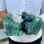 8.8lb NATURAL Green Cube FLUORITE Quartz Crystal Cluster Mineral Specimen healin