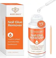 Modelones Nail Glue Remover for Press on Nails Tips Remover Glue Off for False Nails Non-Acetone Nail Polish Remover, Enriched with Vitamin E Non Dry Cracked 10ml