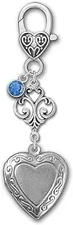 [MemoriPix] Locket for Wedding Bridal Bouquet with Something Blue for Bride Gem Memory Locket Add Picture or Other Small Mementos, Metal, No Gemstone, Metal, No Gemstone