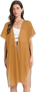 [ODAWA] Komono Ochre Open Front Lightweight Long Cardigan for Women Cover Up for Women