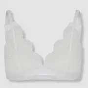 $135 Agent Provocateur Women's White Lorna Dotty Soft Cup Bralette Bra Size 2
