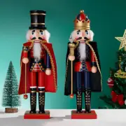Handmade Wooden Nutcracker Cloak King Soldier Doll 15'' Christmas Decor Gift