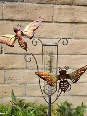 Metal Bumble Bees Garden Stake, Rain Gauge Outdoor Yard Stake Garden Gift