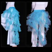 Women Belly Dancing Hip Scarf Wrap Skirt Glitter Sequin Ruffle Mesh Waist Belt