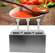 Sauce Dispenser for Kitchen Condiment Pump Station Plastic and Stainless Steel Pump (2L Triple Pump)