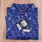 Donald Ross Men Polo Shirt Patriotic Paint Splatter Jersey XL (Fit XLT or 2XL)