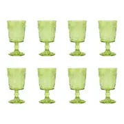 8pc Annabel Trends Goblet Glass Palm Tree Wine Cup Set Barware 16cm Green