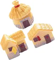 FOYTOKI Craft Miniature Thatched House Kit 3pcs Set for DIY Projects Garden Decor Fairy Village