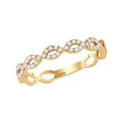 14k Yellow Gold Round Diamond Stackable Band Ring 1/5 Cttw