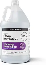 Clean Revolution Foaming Hand Soap Refill Supply Container. Ready to Use Formula. Natural Lavender Fragrance, 128 Fl. Oz