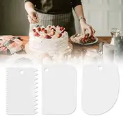 3PCS Baking Scraper Tool, Plastic Cream Dough Cutter Spatulas Cake Decorating Comb, Cake Icing Scraper Smoother Tool Kit for Bread Dough Cake Fondant Icing