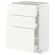 METOD / MAXIMERA base cabinet with 3 drawers, white/Vallstena white, 60x37x80 cm