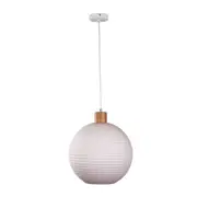 Twillo 30 Real Timber And Opal Glass Pendant