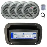 Dual Marine Radio, Spa Bezel,Adapter, Antenna,Wire, 4x 6.5" 150W Silver Speaker