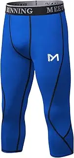 [MEETYOO] Compression Shorts Men's Underwear Sports Compression Shorts 3/4 Long Leggings Tight Breathable, 3/4 Trousers-Blue, L