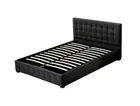 Levede Double Bed Frame Fabric Mattress Base Gas Lift Storage Platform Dark Grey