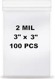 [HIBATUL] 3.0''x 3.0'', (Pack of 100) 2 mil Thick Clear Plastic Reclosable Zip Poly Bags with Resealable Lock Seal Zipper