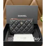 CHANEL 香奈兒 A82365 經典菱格荔枝皮 ㄧ字 零錢包 皮夾 拉鏈 錢包