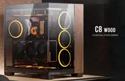 Antec C8 Wood ATX, E-ATX, Seamless Edge View Front and Side, USB-C, 4mm Tempered Glass, 360mm liquid cooler top, bottom, side. 2x USB 3.0 Black Case. C8-Wood