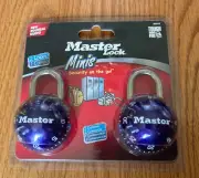Two Purple Master Locks One Combination Locks Mini Sports Ball Metal "NEW" Nice!