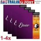 1-4x Elixir Acoustic Guitar Strings Phosphor Bronze 6 Strings LIGHT 12-53 16052