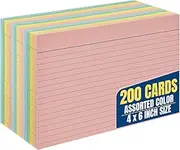 1InTheOffice Ruled 4" x 6" Index Cards, Assorted Pastel, 100/Pack - 2 Pack