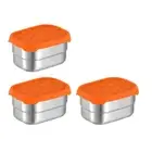 3pcs Leakproof Stainless Steel Container With Silicone Lids Lunch Box For Kids