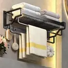 Black Towel Rail Rack Holder Bathroom Practical Hotel Washroom Towel Racks
