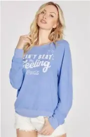NWT Wildfox M Coca-Cola Can't Beat a Feeling Blue Sweatshirt 115495