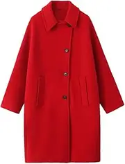 [Generic] Women's Winter Lapel Long-Sleeved Wool Blended Loose Coat With Elegant Temperament Jacket