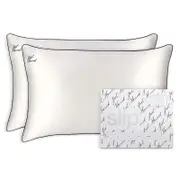 slip Just Married Embroidered Silk Pillowcase Set