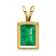 14K Yellow Gold 7x5mm Emerald Cut Emerald bezel pendant
