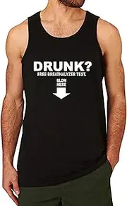 [Lyprerazy] Men's Drunk Free Breathalyzer Test Workout Gym Funny Printed Tank Top