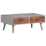 Coffee Table Grey 100x60x40 cm Solid Rough Mango Wood vidaXL