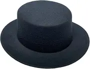 [COMVIP] Classic Unisex Wool Blend Fedora Hat Brim Flat Top Cloche Church Derby Cap Trilby Cosplay, Black, One size