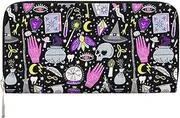 [VPPUR] Magic Witch Witchcraft Bohemian Drawing Print Hand Wallet Crafted Lady Wallet for Women Wallet Clutch for Travel Casual Trendy, Black, One Size, Art
