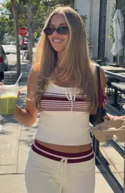 Keep Driving Knit Cami Top Burgundy Stripe