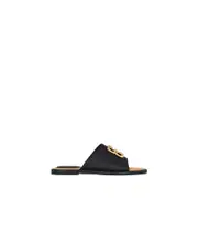 4G Liquid flat mules in raffia 36,37 black