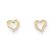 14K Yellow Gold Small Double Heart Stud Earrings Push Back Madi K Childs Jewelry