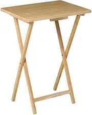 [Clevinger] Bamboo Foldable Table, Folding Tray Desk TV Dinner Folding Table for Small Space Eating, Dinner Foldable Side Desk for Work Serving Reading Camping Snack Coffee (1 Pack)