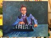Original Acrylic Chess Painting - Paul Morphy
