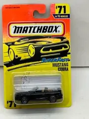 1996 MATCHBOX SUPERFAST #71 BLACK FORD MUSTANG COBRA CONVERTIBLE NEW DAMAGE CARD